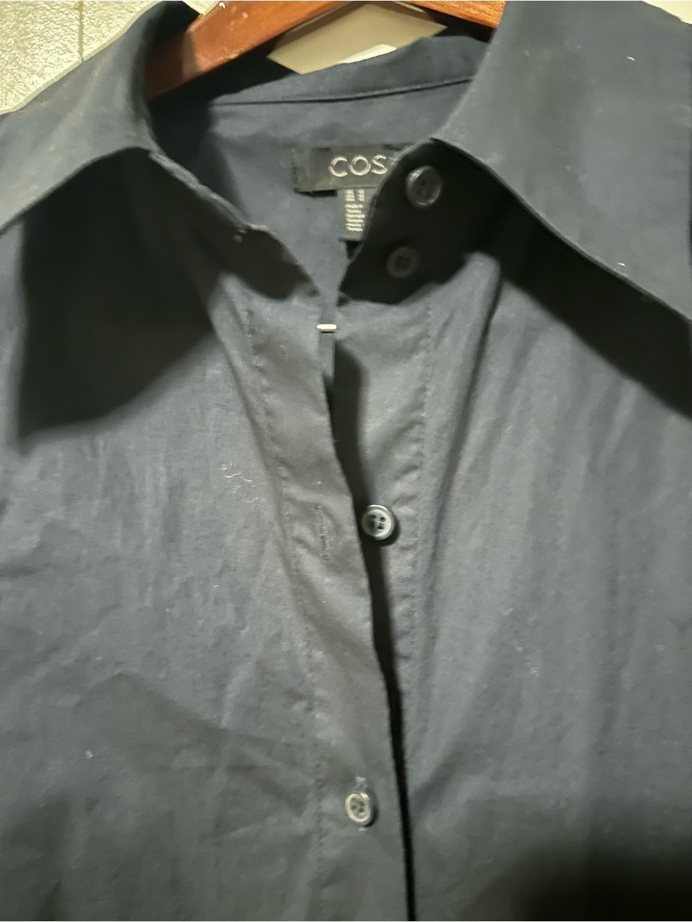 COS women’s midnight blue Button-Front  Shirtdress